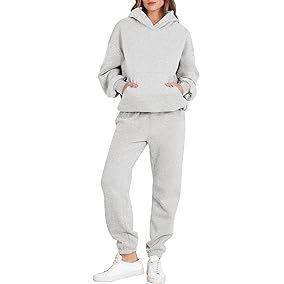 Oversized Hoodie & Joggers Sweatsuit Set Light Gray