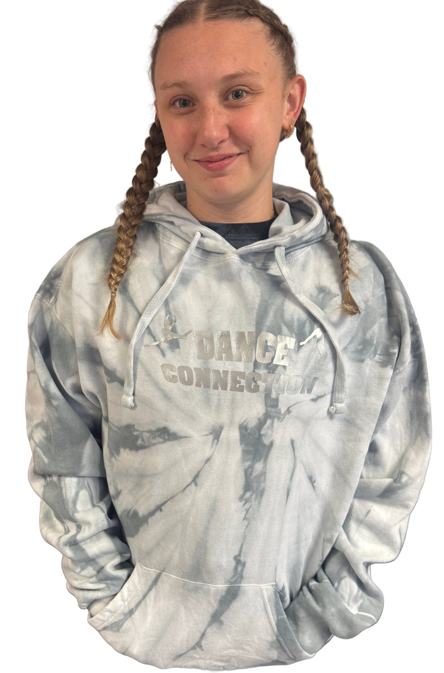 Oversized Dance Connection Hoodie Silver Tie-Dye