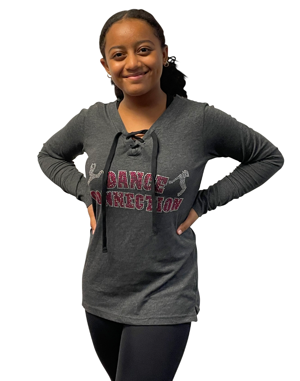 Ladies Long Sleeve Fine Jersey Lace-Up T-Shirt