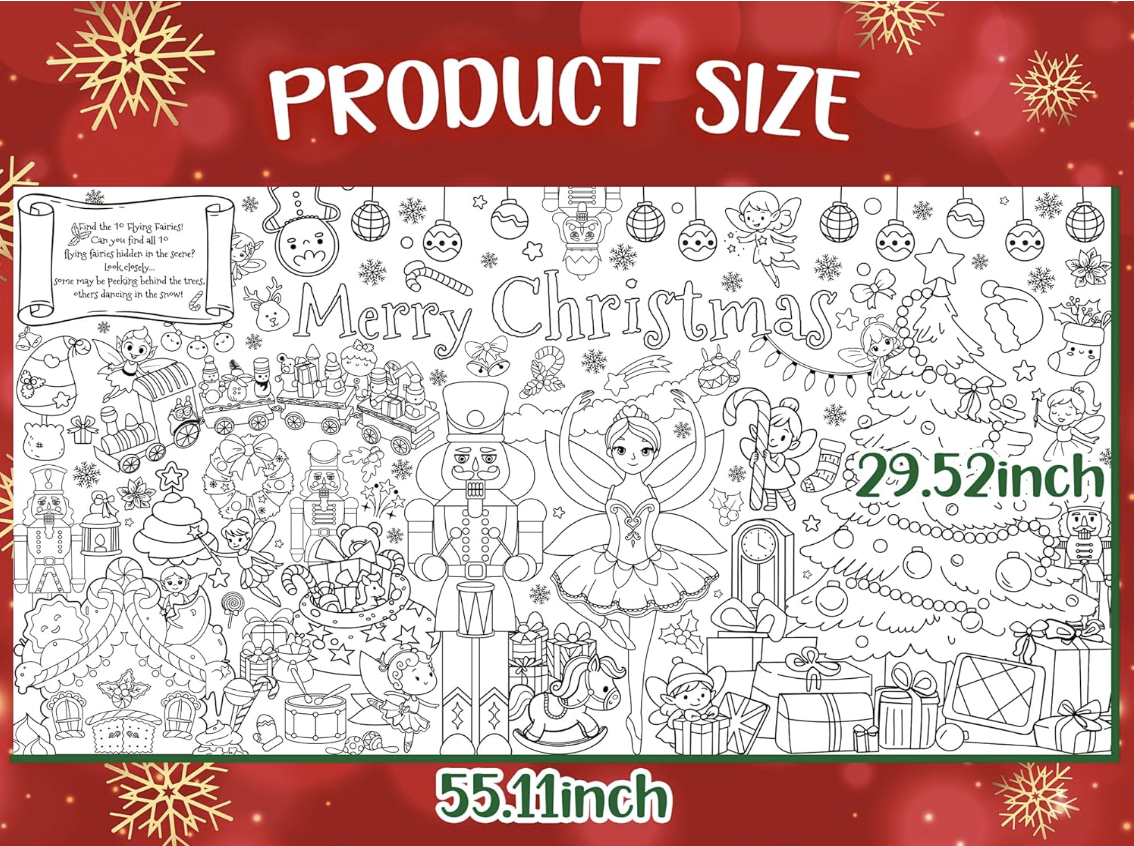 Nutcracker Ballerina Giant Coloring Poster 55inches x 29inches