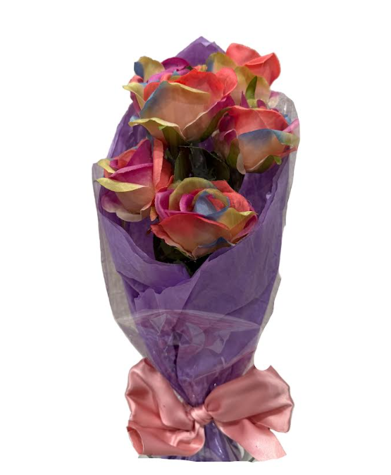 6-Stem Silk Rainbow Rose Bouquet