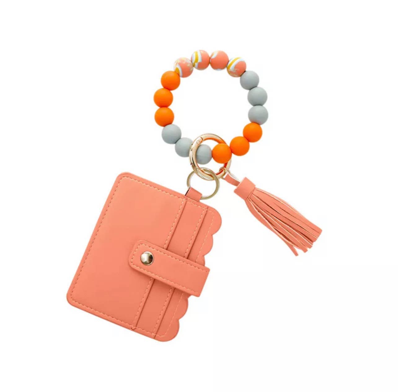 Wallet Wristlet Silicone Bead Tassel Keychains Women Girls