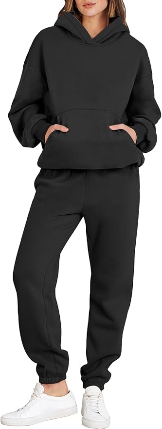 Oversized Hoodie & Joggers Sweatsuit Set Black