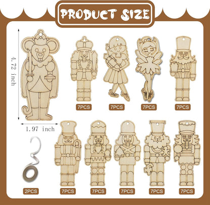 Set of 10  Christmas Nutcracker Ornaments Craft w/markers