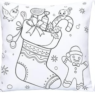 Christmas Coloring Pillow Case w/ 8 washable markers