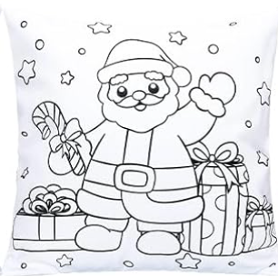 Christmas Coloring Pillow Case w/ 8 washable markers