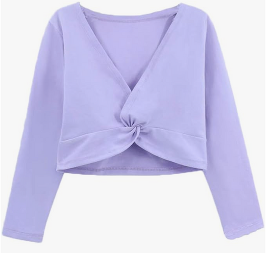 Girls Long Sleeve Front Knot Dance Wrap